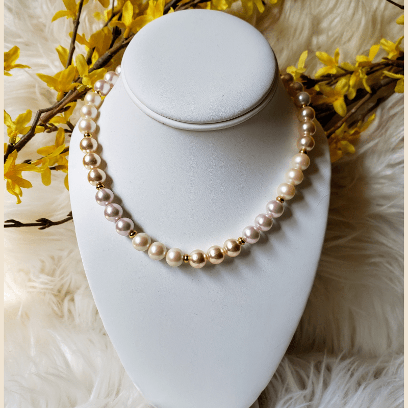 Vintage Tri Pearl Necklace Blue Urbane