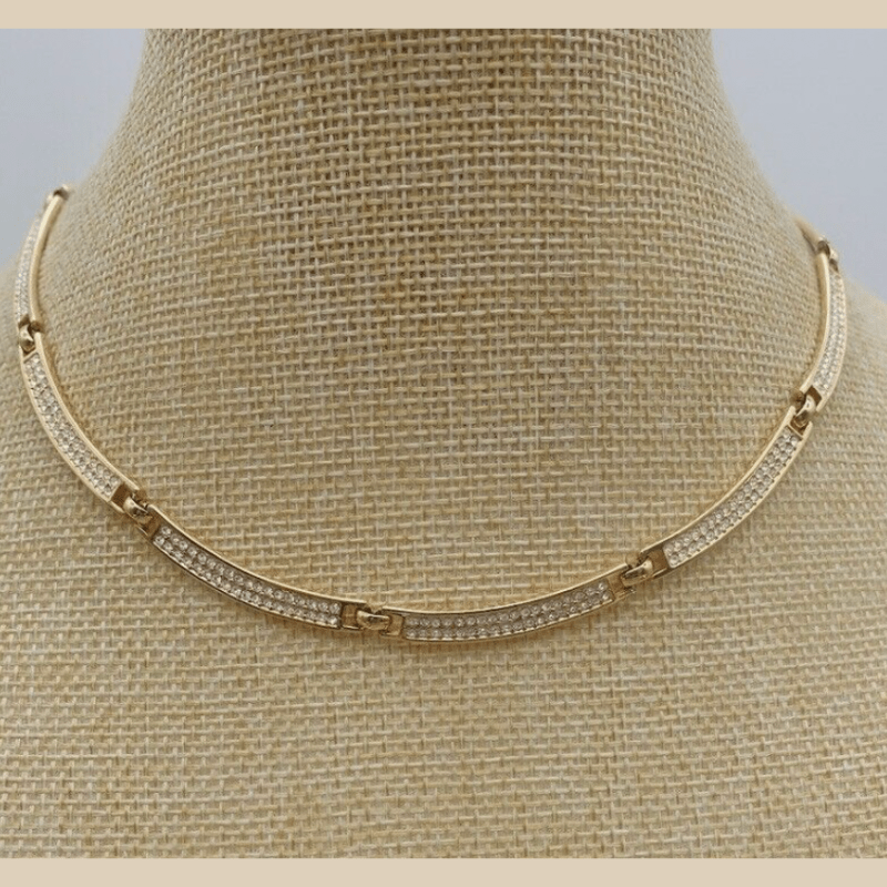  Gold Pave Crystal Necklace