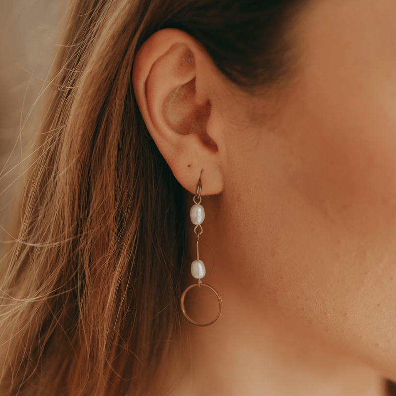 Asymmetrical Pearl Chain Earrings