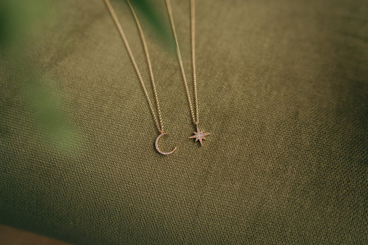 Sutton Stone Star and Chelsea Crescent Moon Necklaces