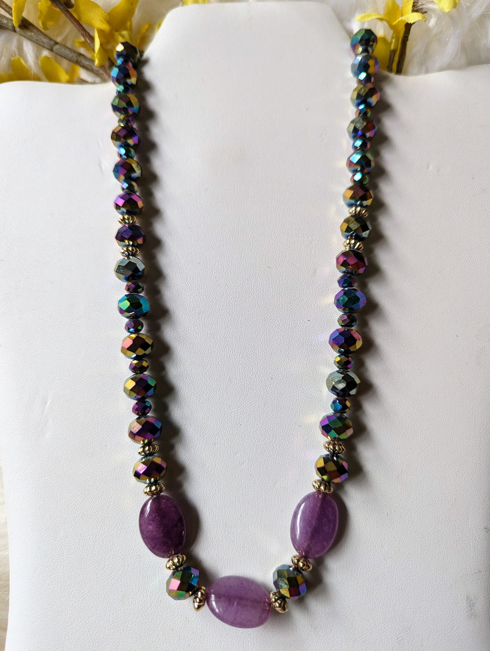  Purple Beaded Strand Necklace