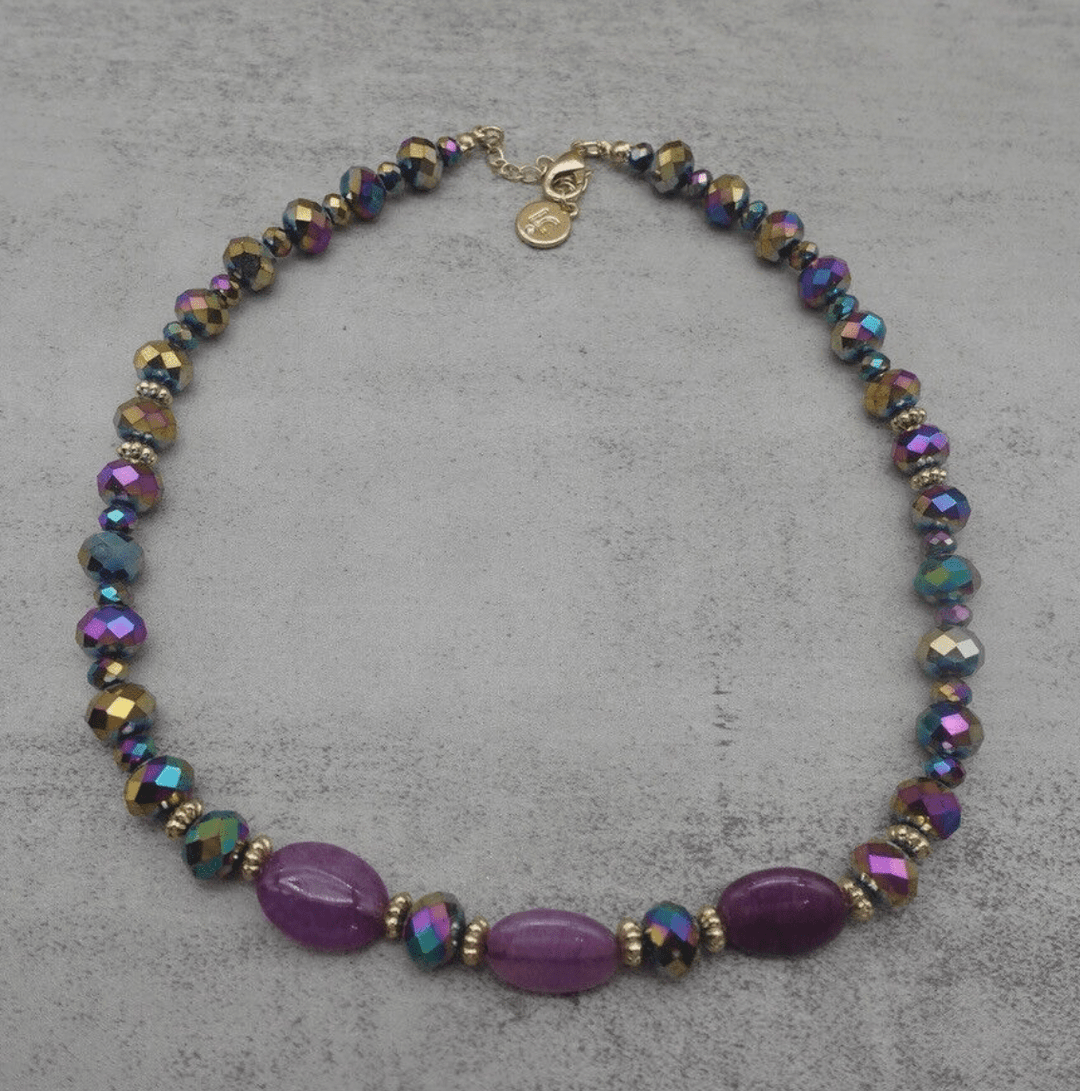  Purple Beaded Strand Necklace