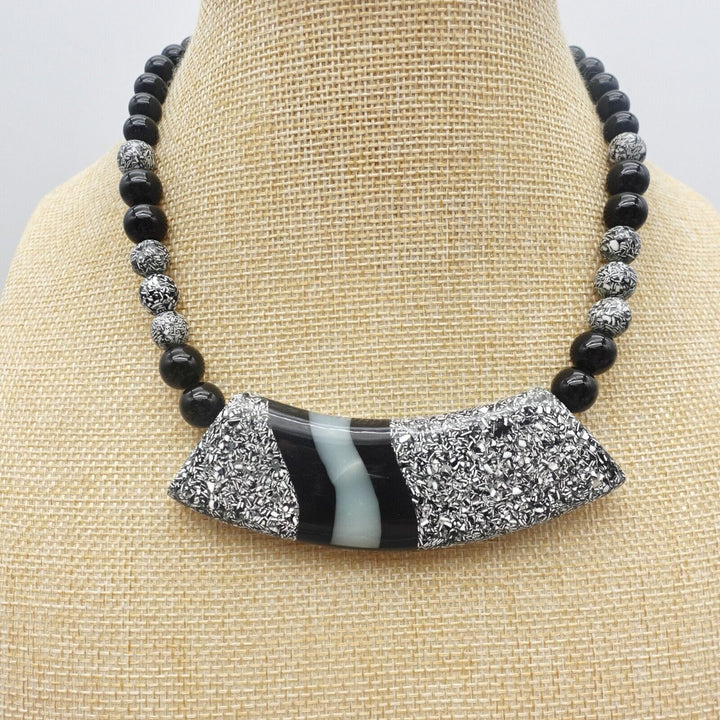 Vintage - Black and White Abstract Necklace