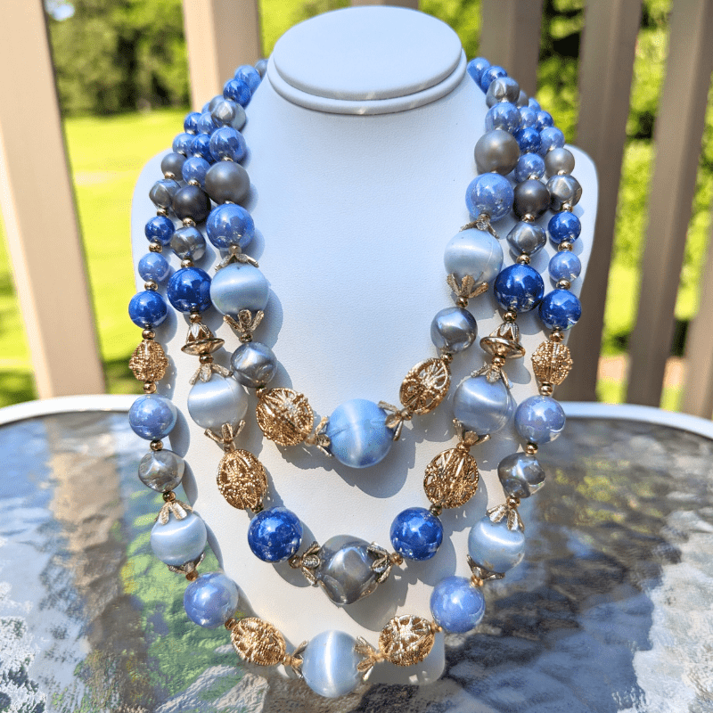 Vintage - 3-Layer Beaded Necklace