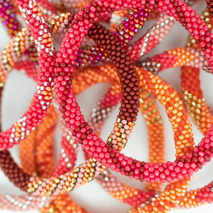 Adult Roll-On Handmade Bracelets - Grapefruit Colors