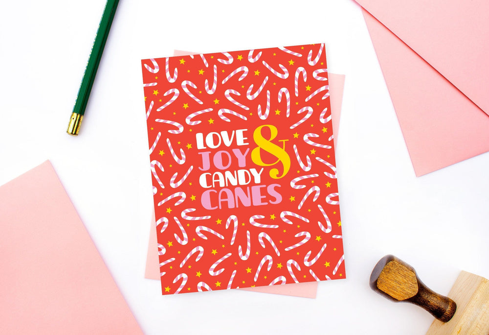 Love Joy and Candy Canes Holiday Card