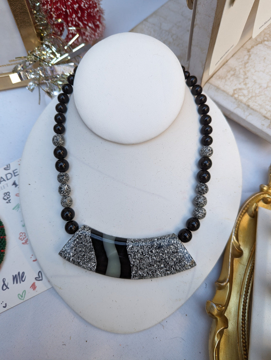 Vintage - Black and White Abstract Necklace