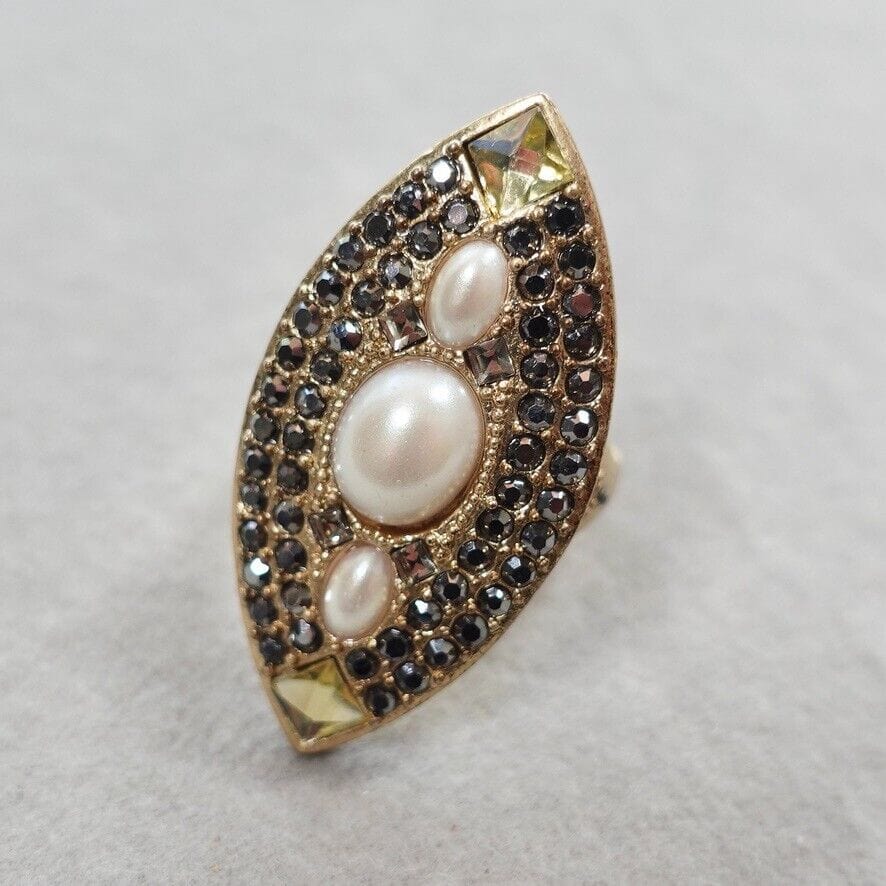 Vintage - Marquis Stone & Pearl Ring
