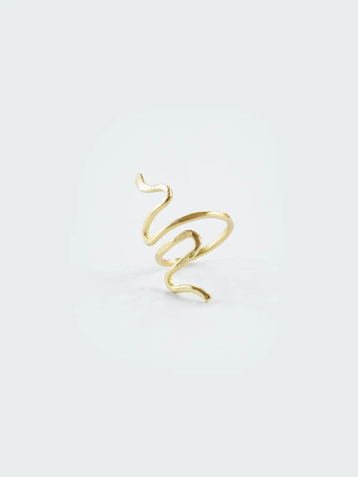 Serpentine Snake Ring - Gold