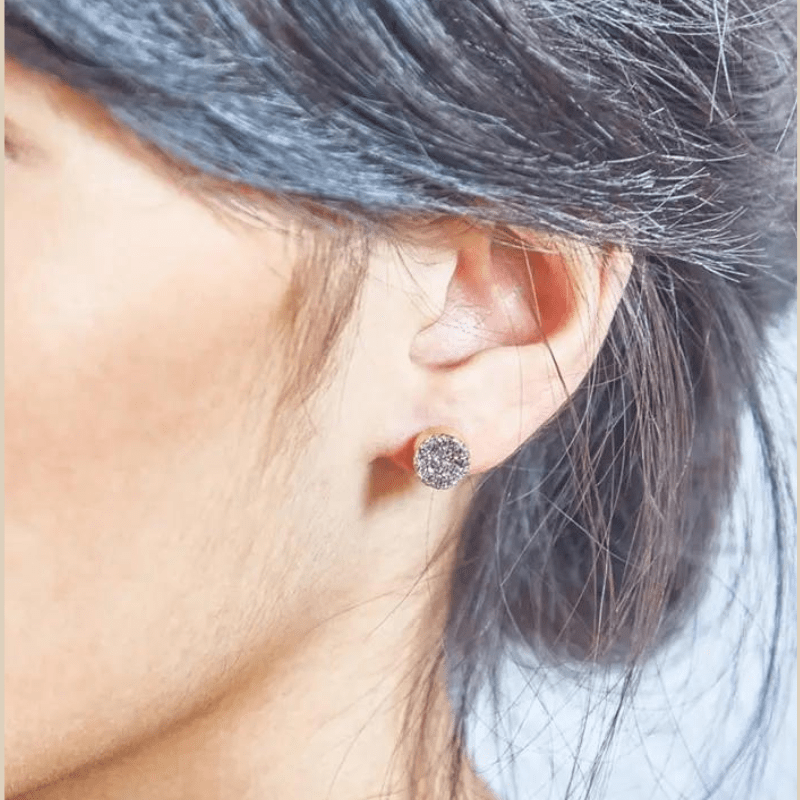 Silver Druzy Stud Earrings