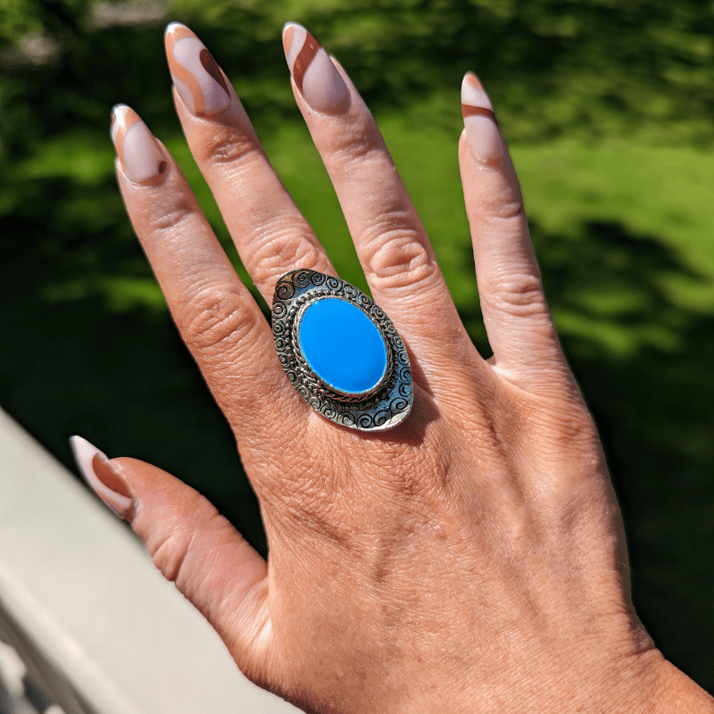 Vintage - Blue Stone Silver Ring
