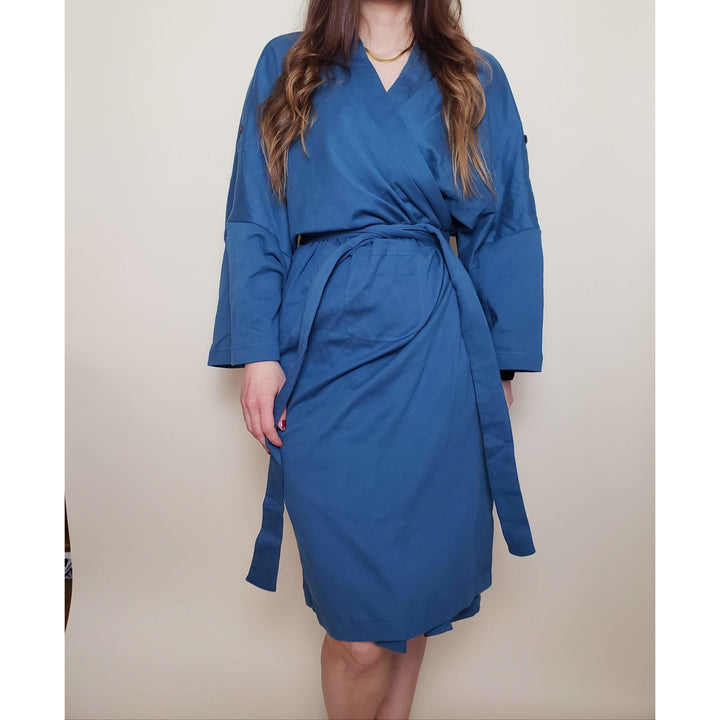 organic cotton blue robe
