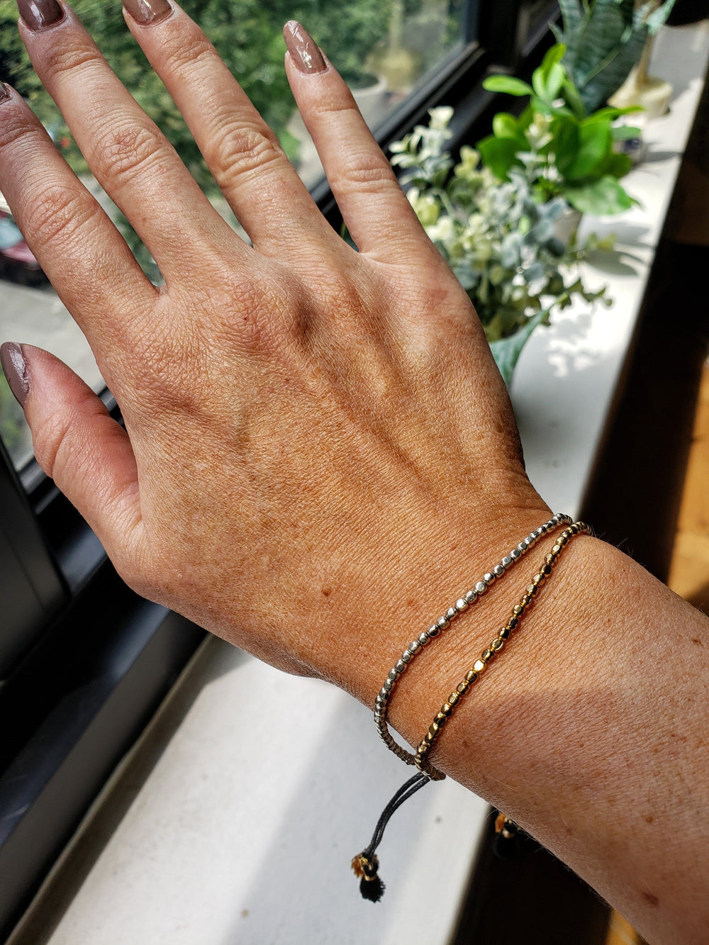 metallic beaded bracelet