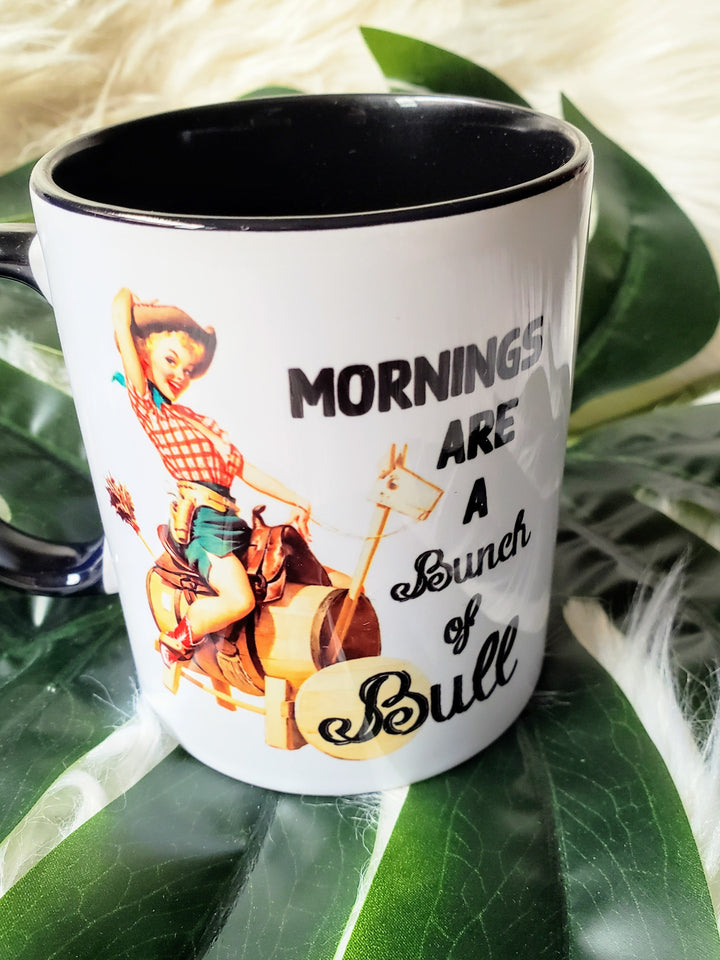 mornings are a bunch of bull coffee mug