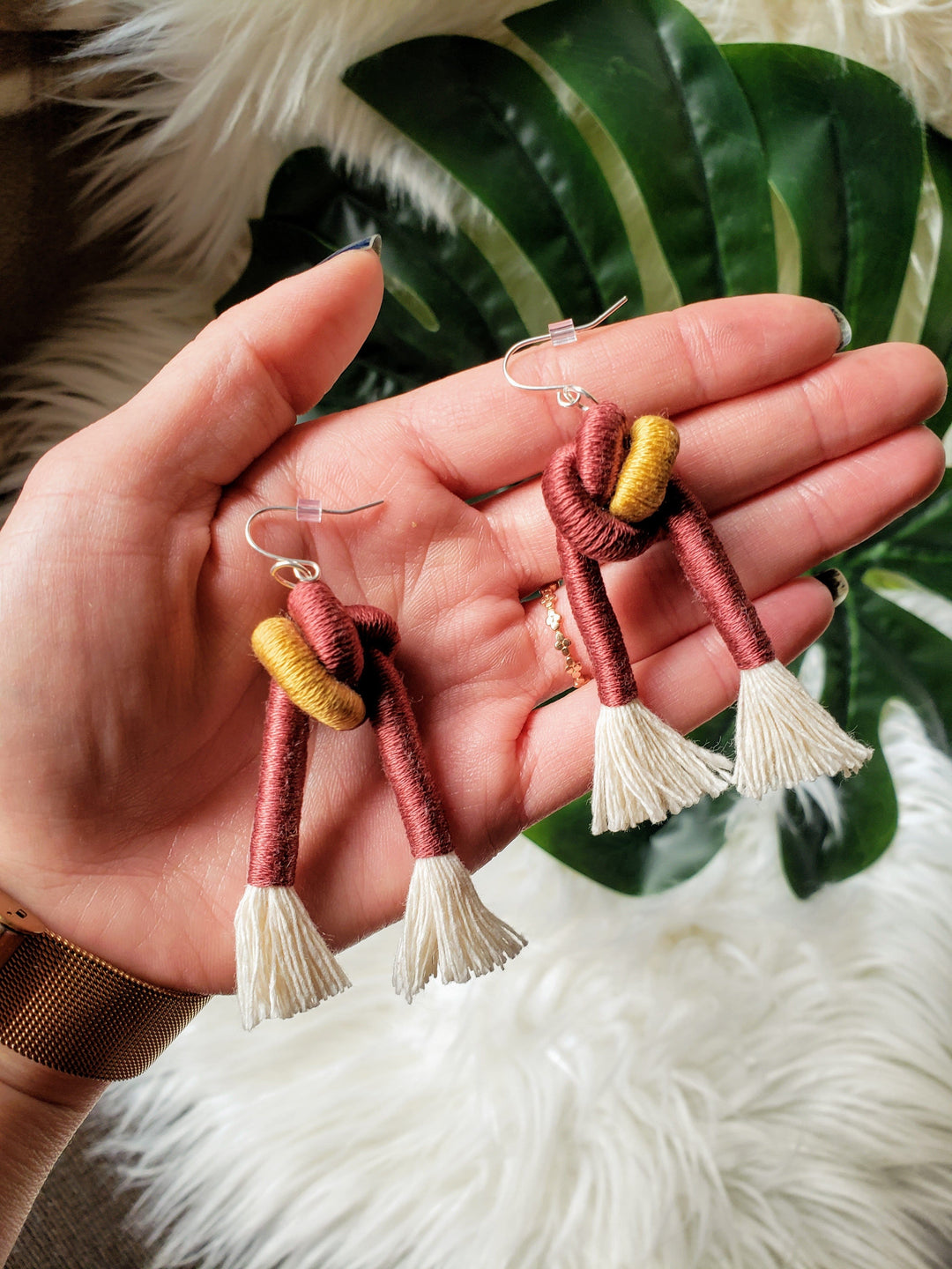 handmade yarn earrings