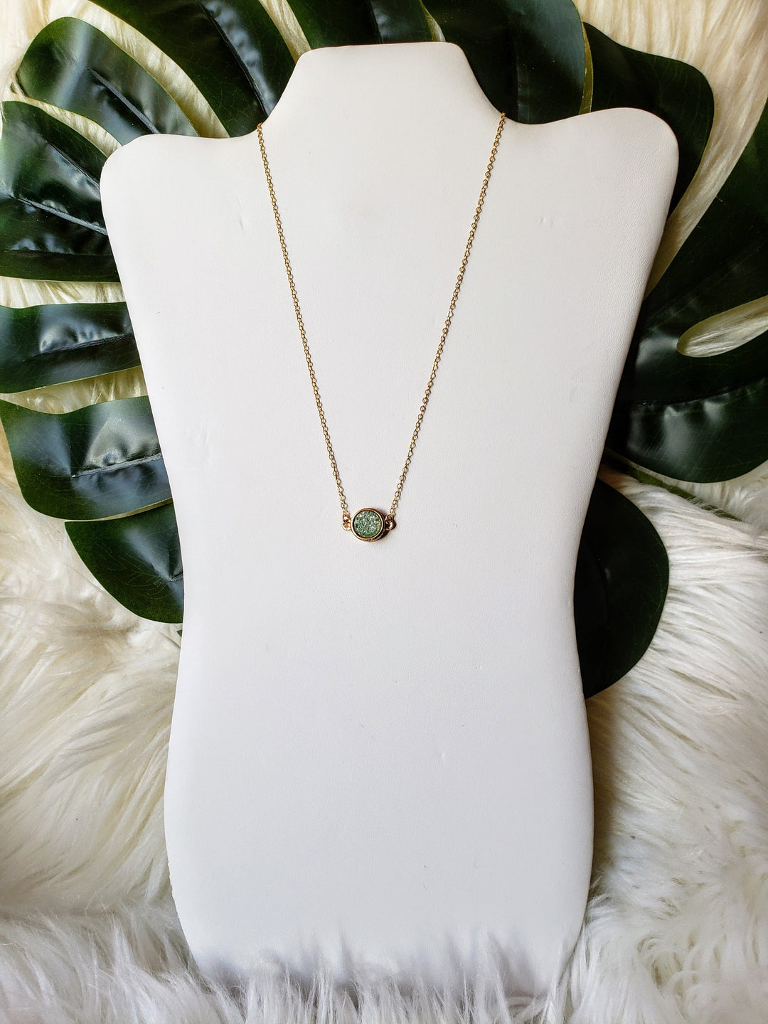 druzy and gold necklace