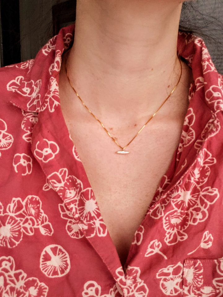 gold pave dainty necklace