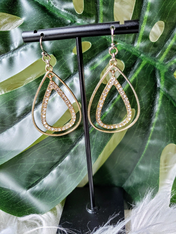 gold and rhinestone earrings