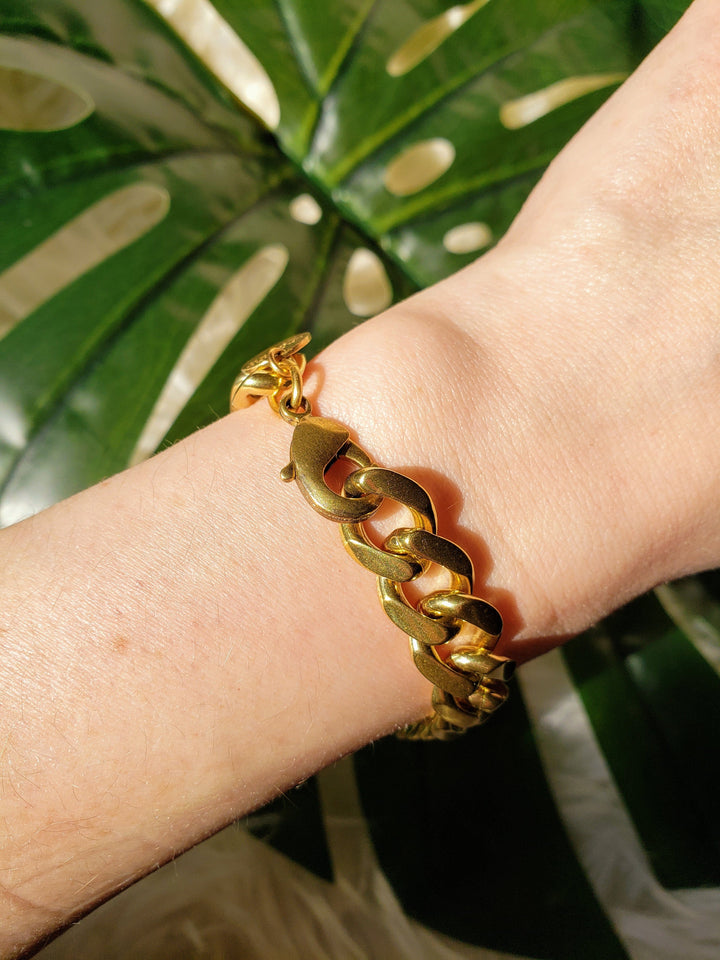 gold brass chain bracelet