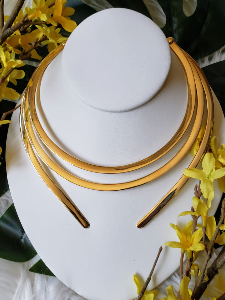 gold brass collar necklace