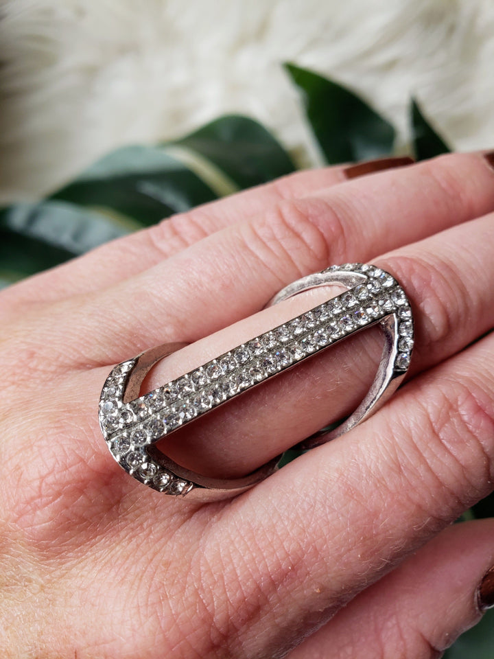 silver rhinestone ring
