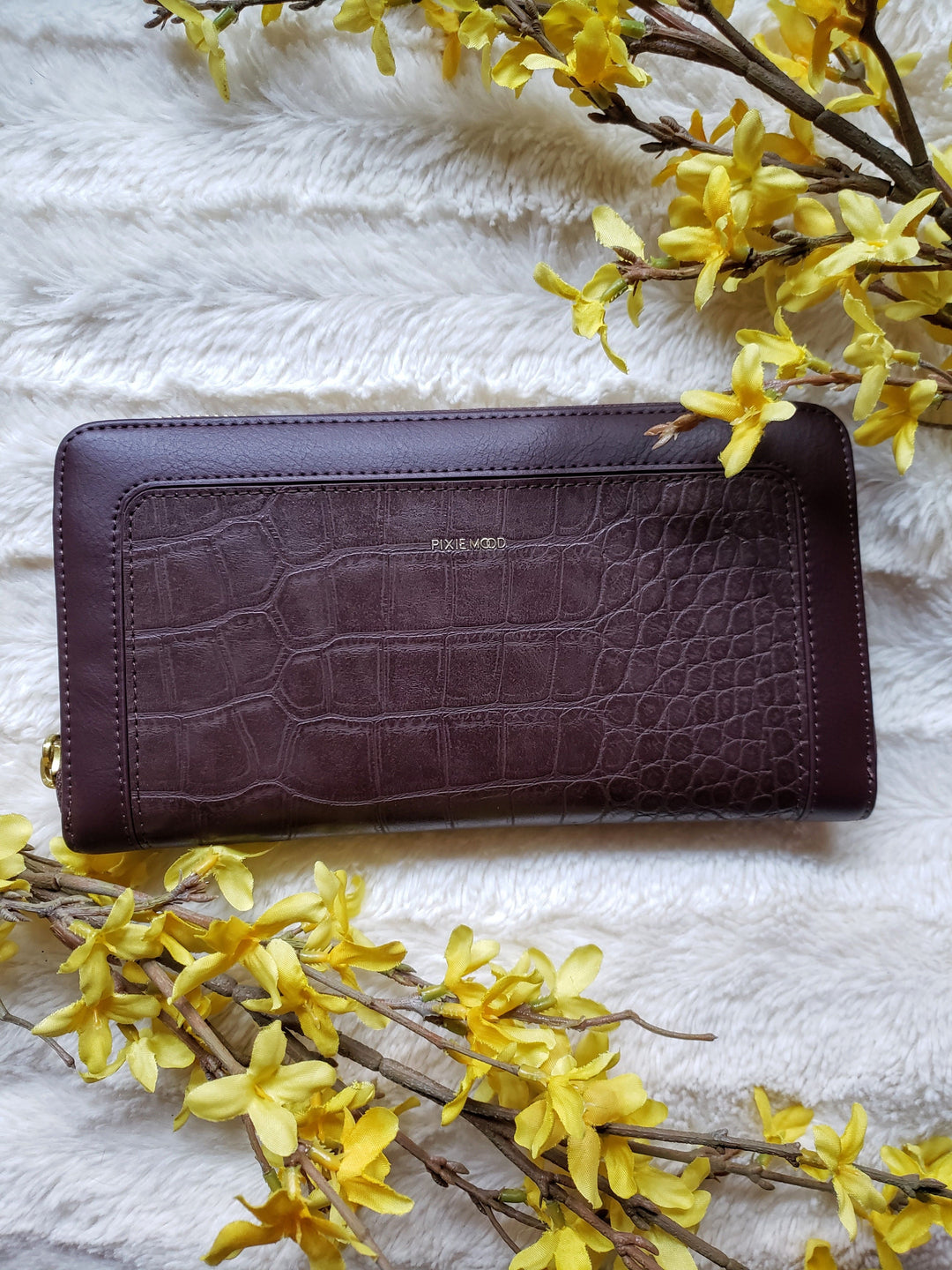 vegan leather wallet brown