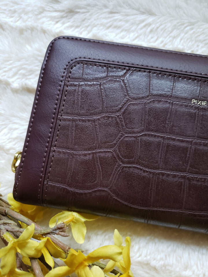 vegan leather wallet brown