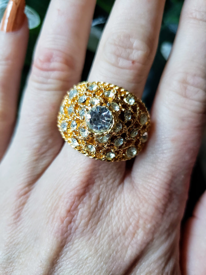 Vintage - Antique Gold Rhinestone Ring