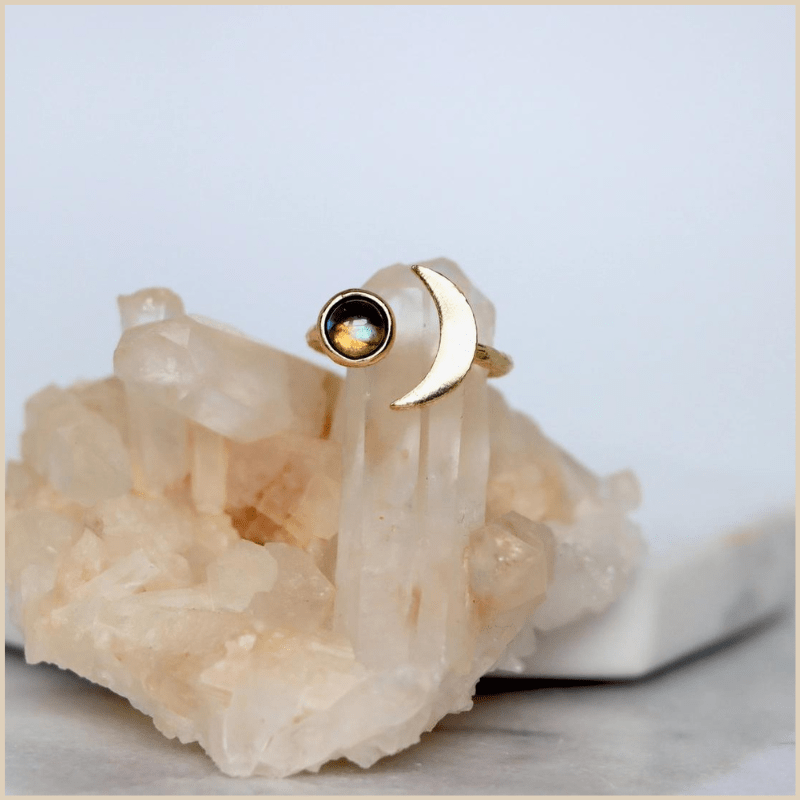 Sun & Labradorite Moon Ring