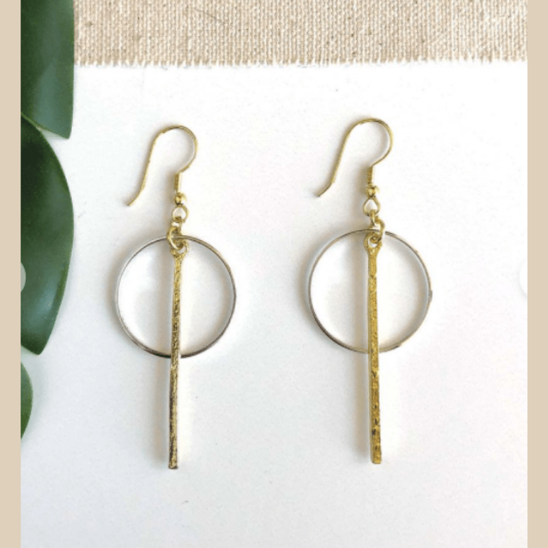silver and gold bar earrings