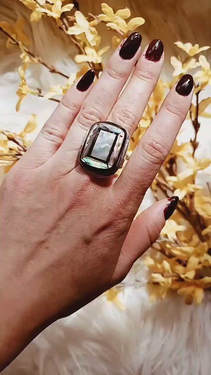 mother of pearl statement ring