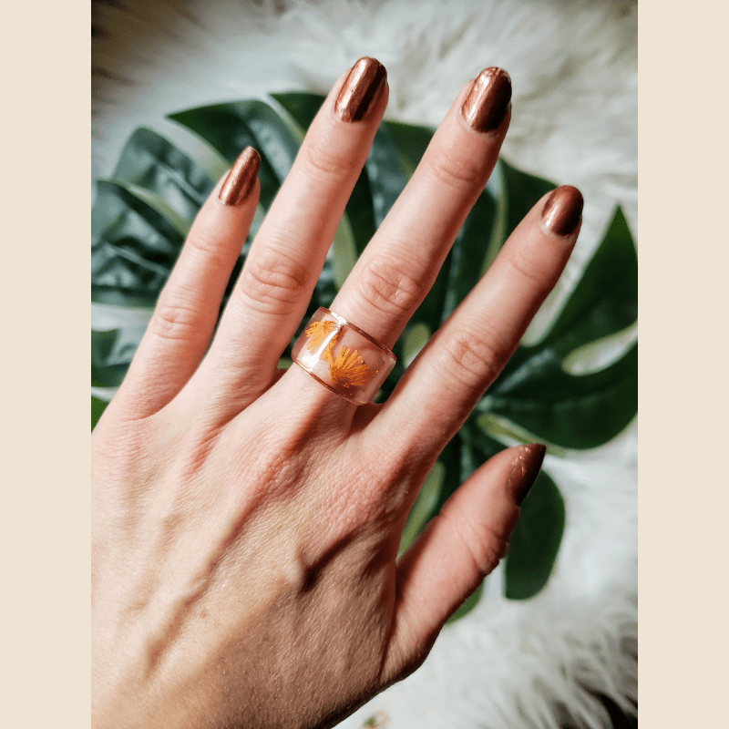 orange flower acrylic ring