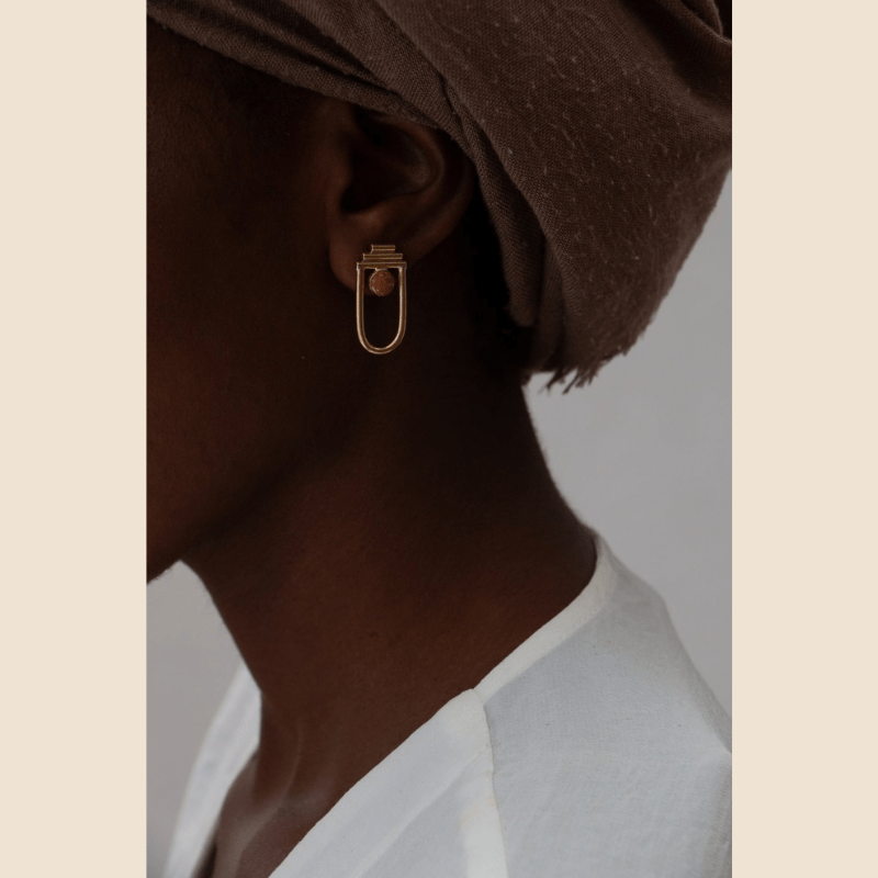 gold and clay earrings
