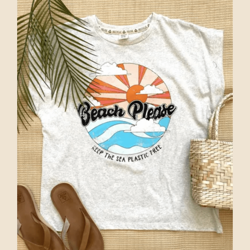 beach please, keep the sea plastic free t-shirt