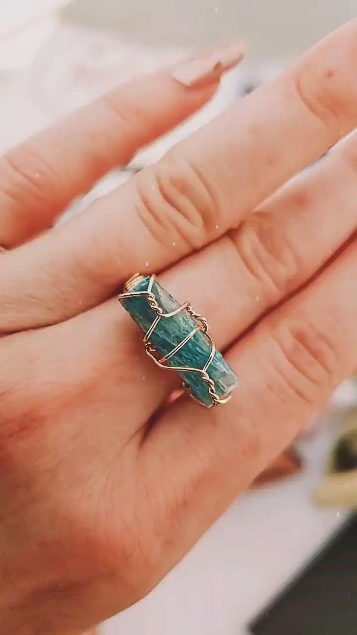 Blue Apatite Gemstone Ring