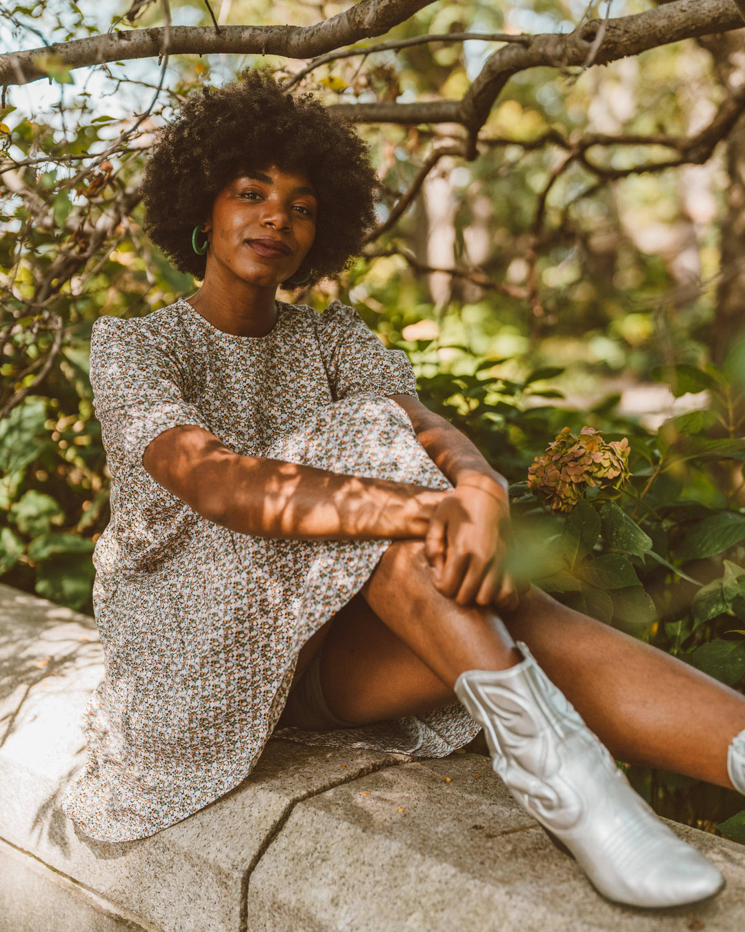 organic mini dress Hand Block Printed Organic Cotton Mini Dress: Floral Summer Vacation Dress