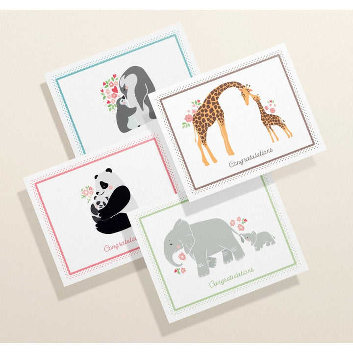 Eco-Friendly Baby Animals Congrats Card Set