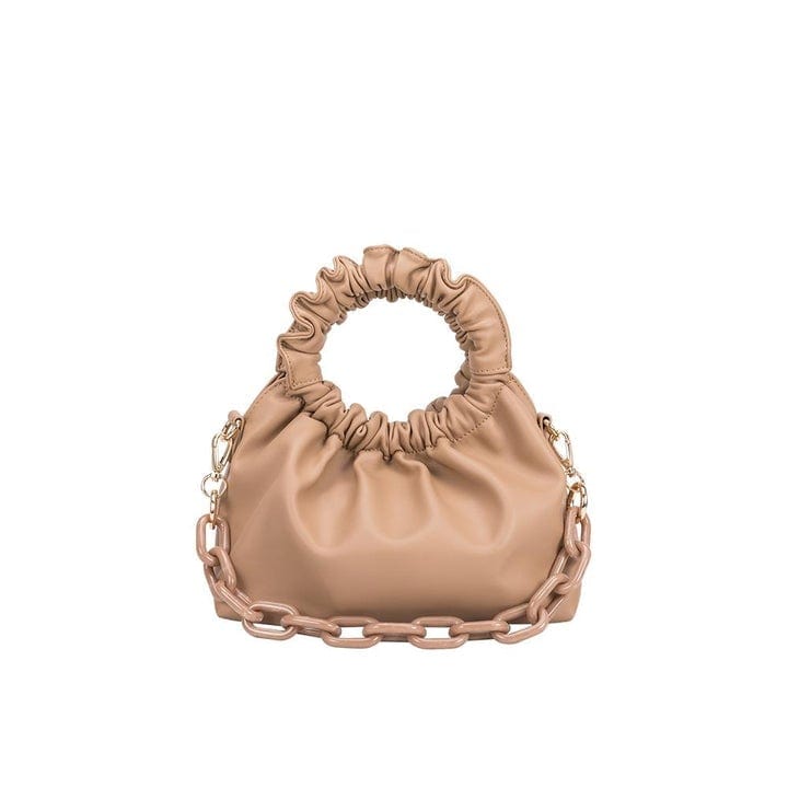 chain link tan handbag