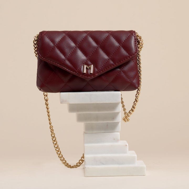 burgundy quilted purse