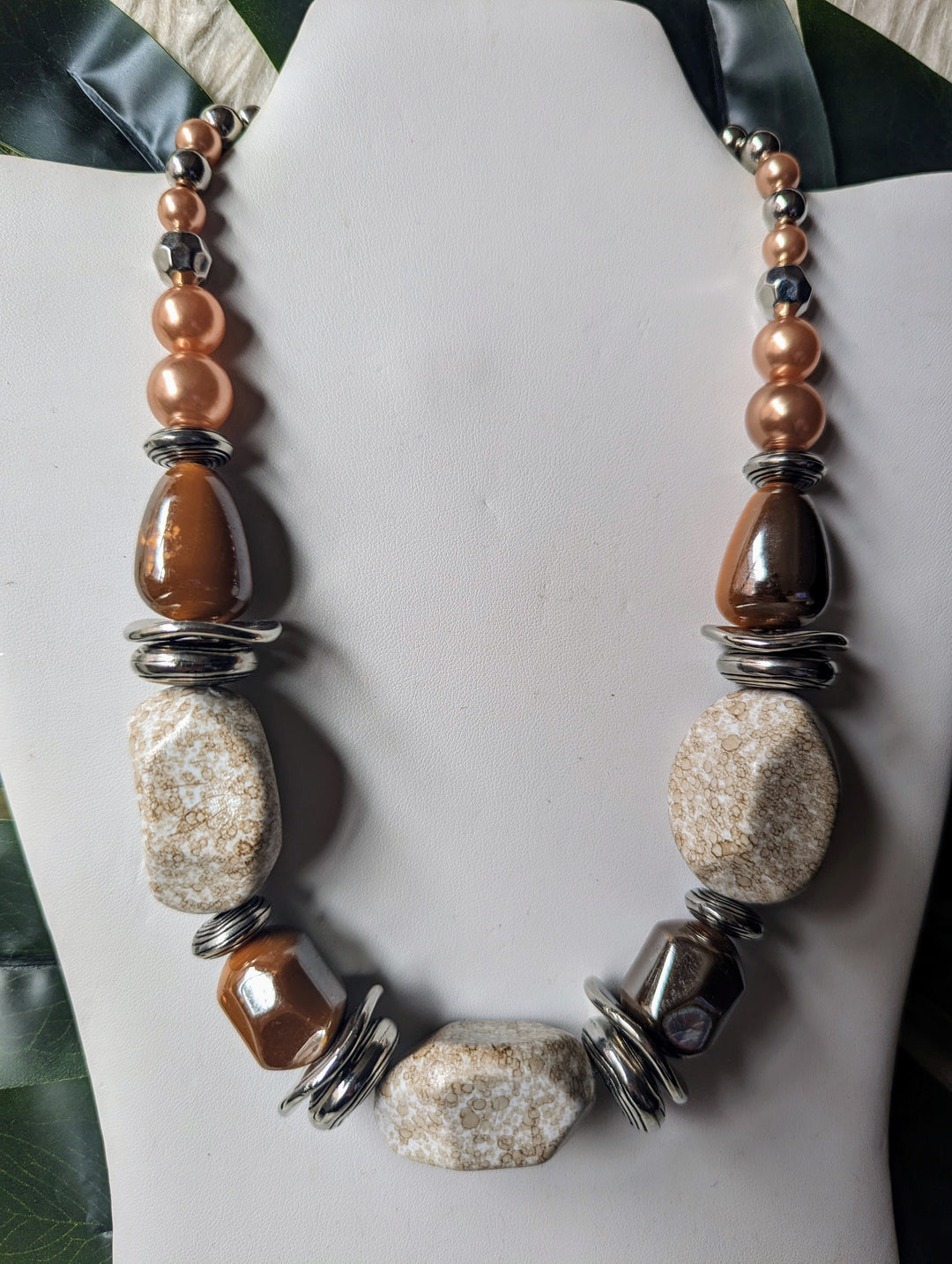 Vintage - Chunky Beaded Earth Tone Necklace