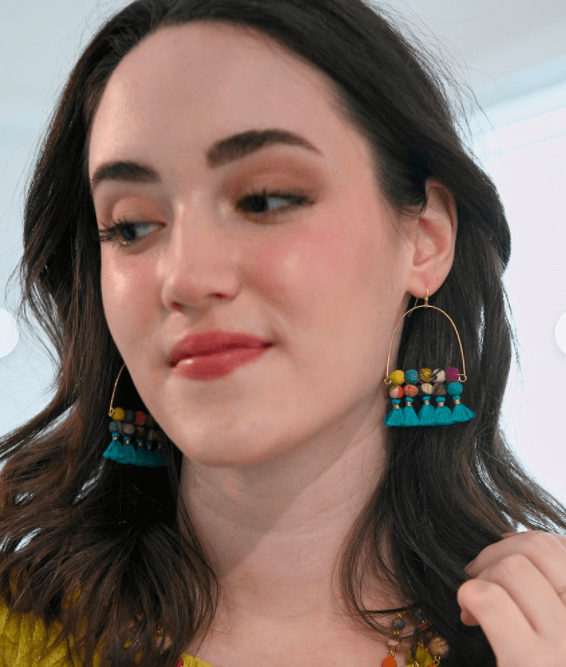turquoise tassel earrings