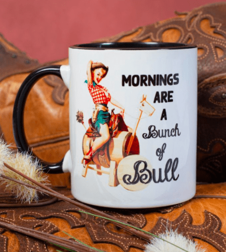 mornings are a bunch of bull coffee mug