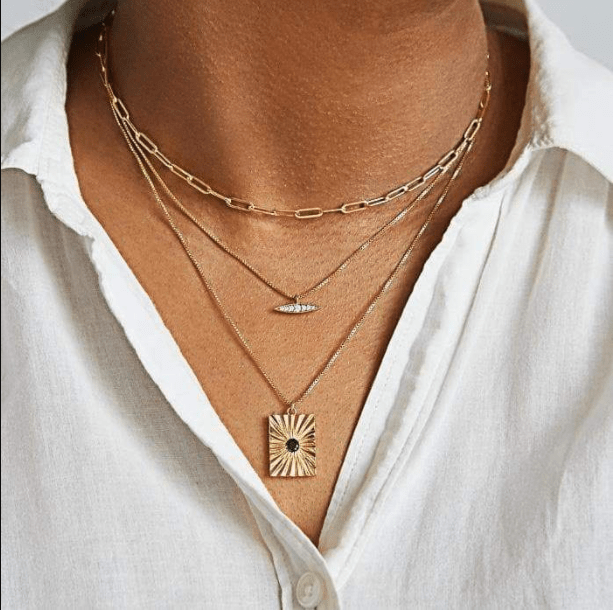 pave minimal gold necklace
