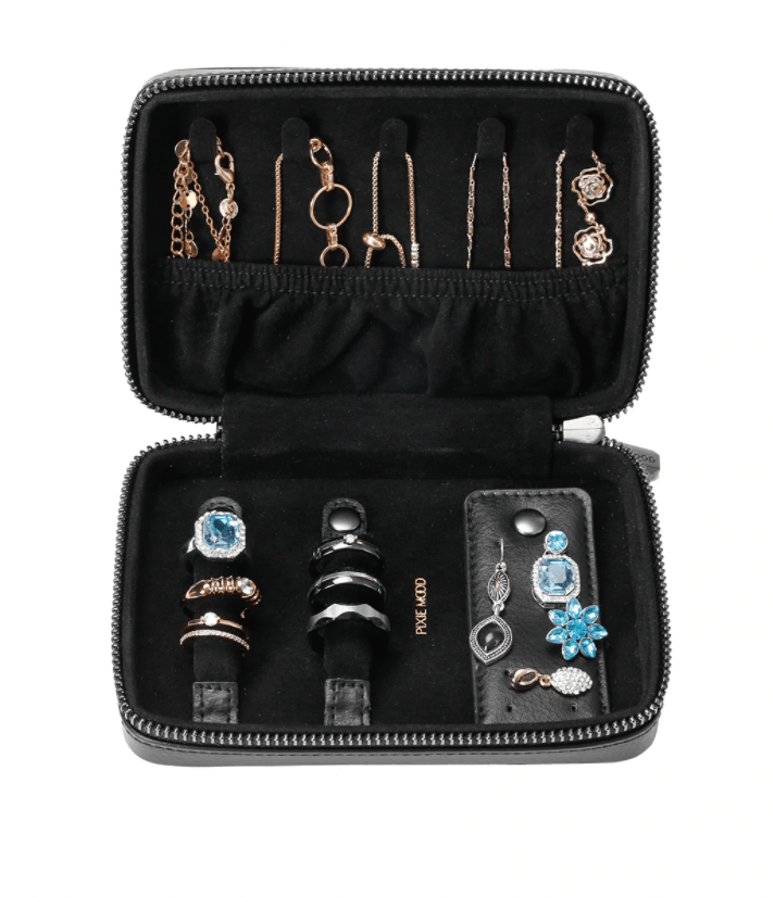 black leather jewelry case