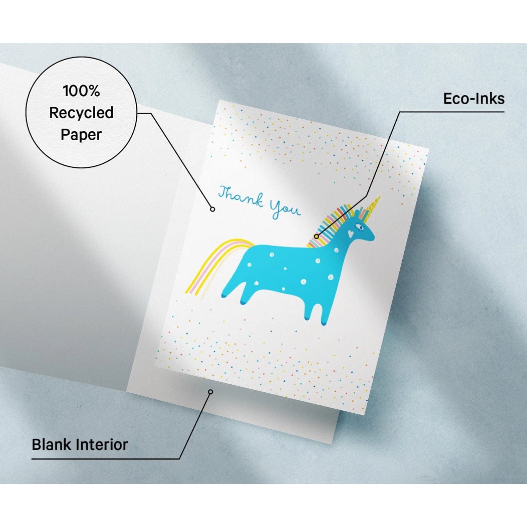 Eco-Friendly Blue Unicorn Thank You Card