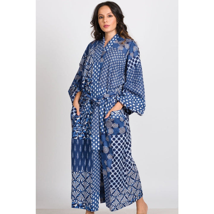 blue printed robe