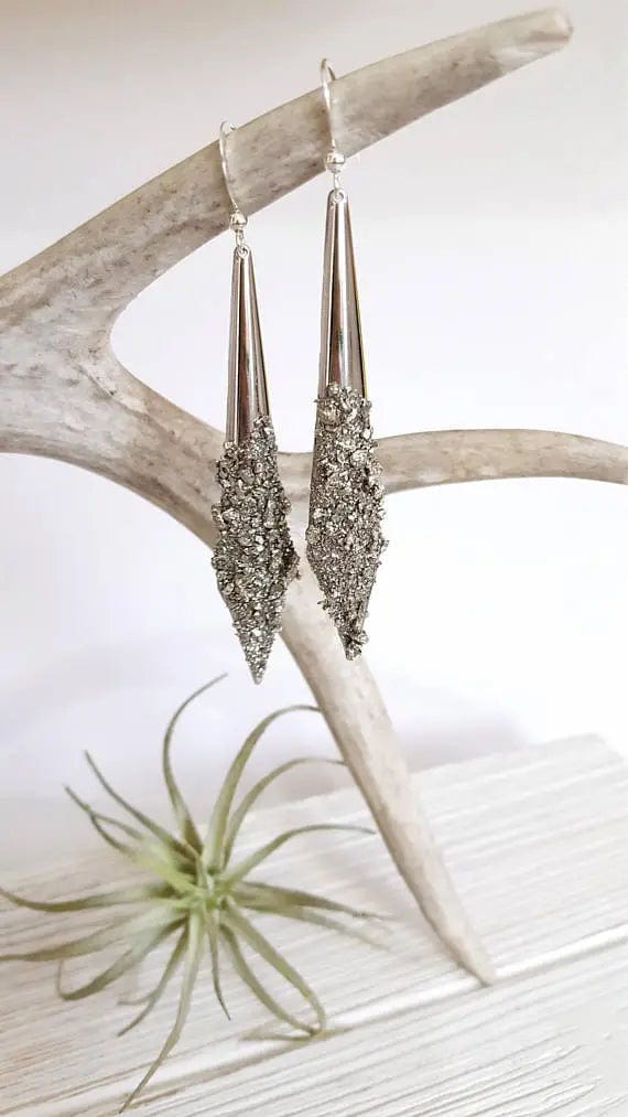 silver pyrite earrings