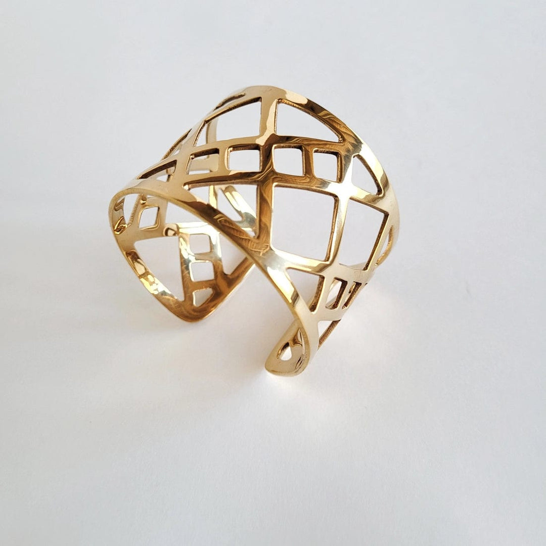 brass lattice cuff bracelet