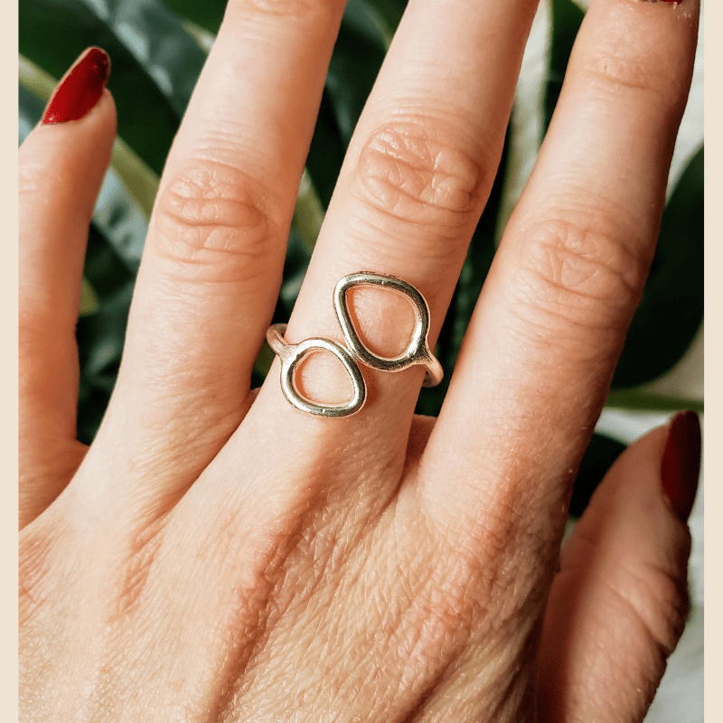 silver leaf ring