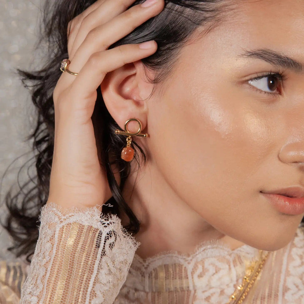 sunstone gold earrings